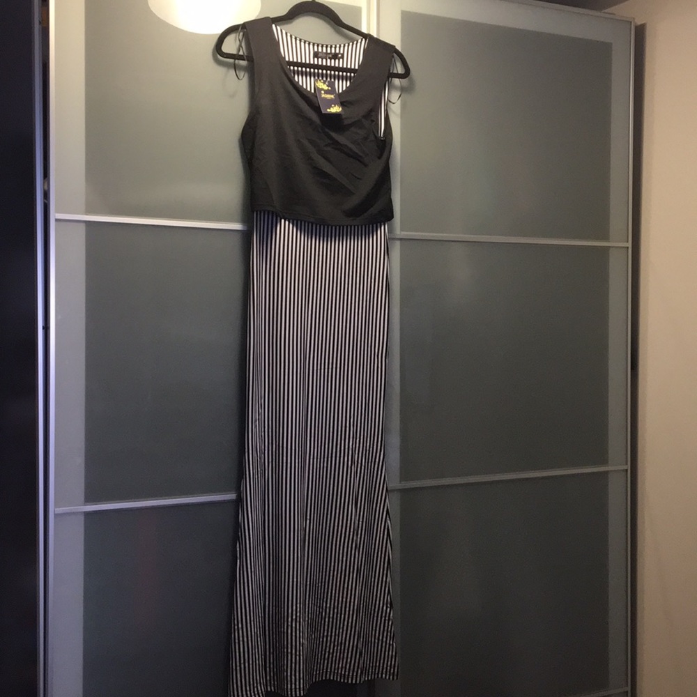 SOLD!!! Black and White Striped Maxi Dress